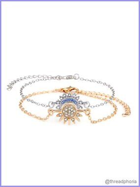 Sun Moon Bracelet Set Stackable Crystal Link Bracelet for Couple Friendship